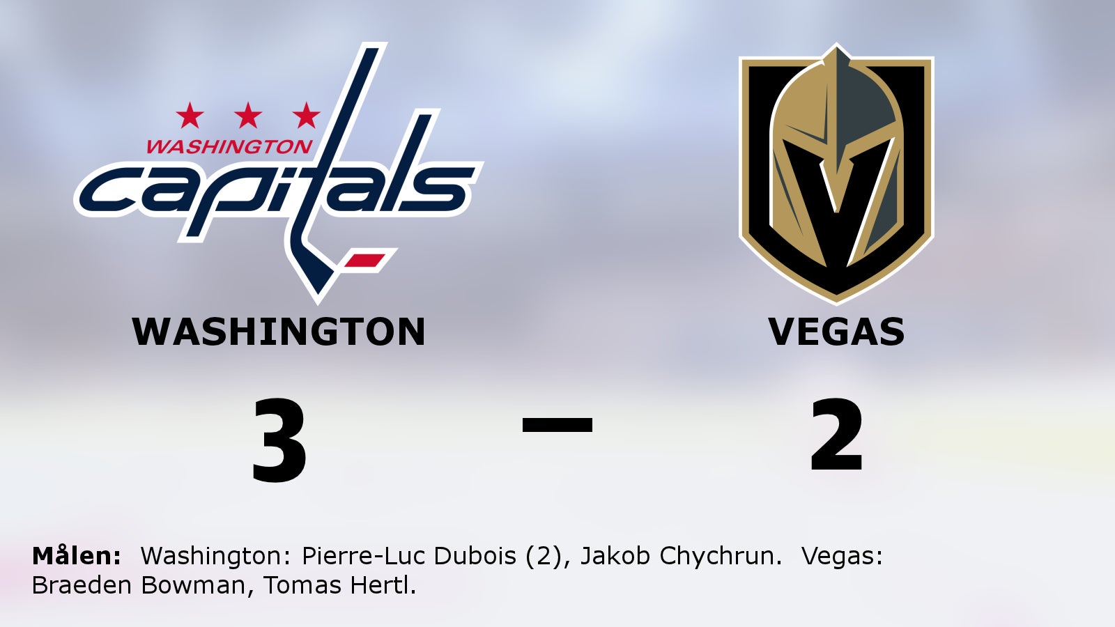 Washington vann mot Vegas – Pierre-Luc Dubois blev matchvinnare