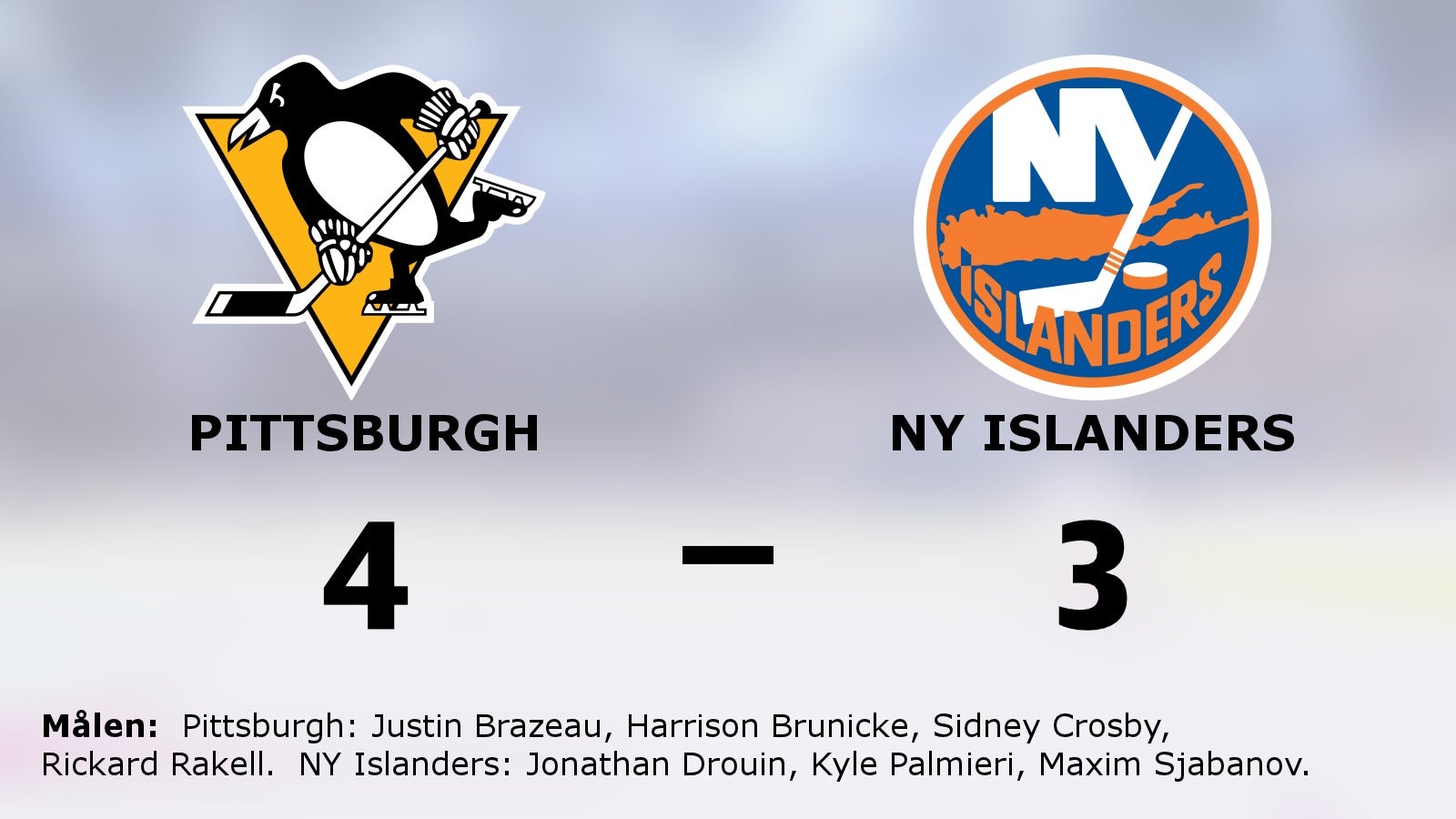 Pittsburgh avgjorde tät match mot NY Islanders i tredje perioden