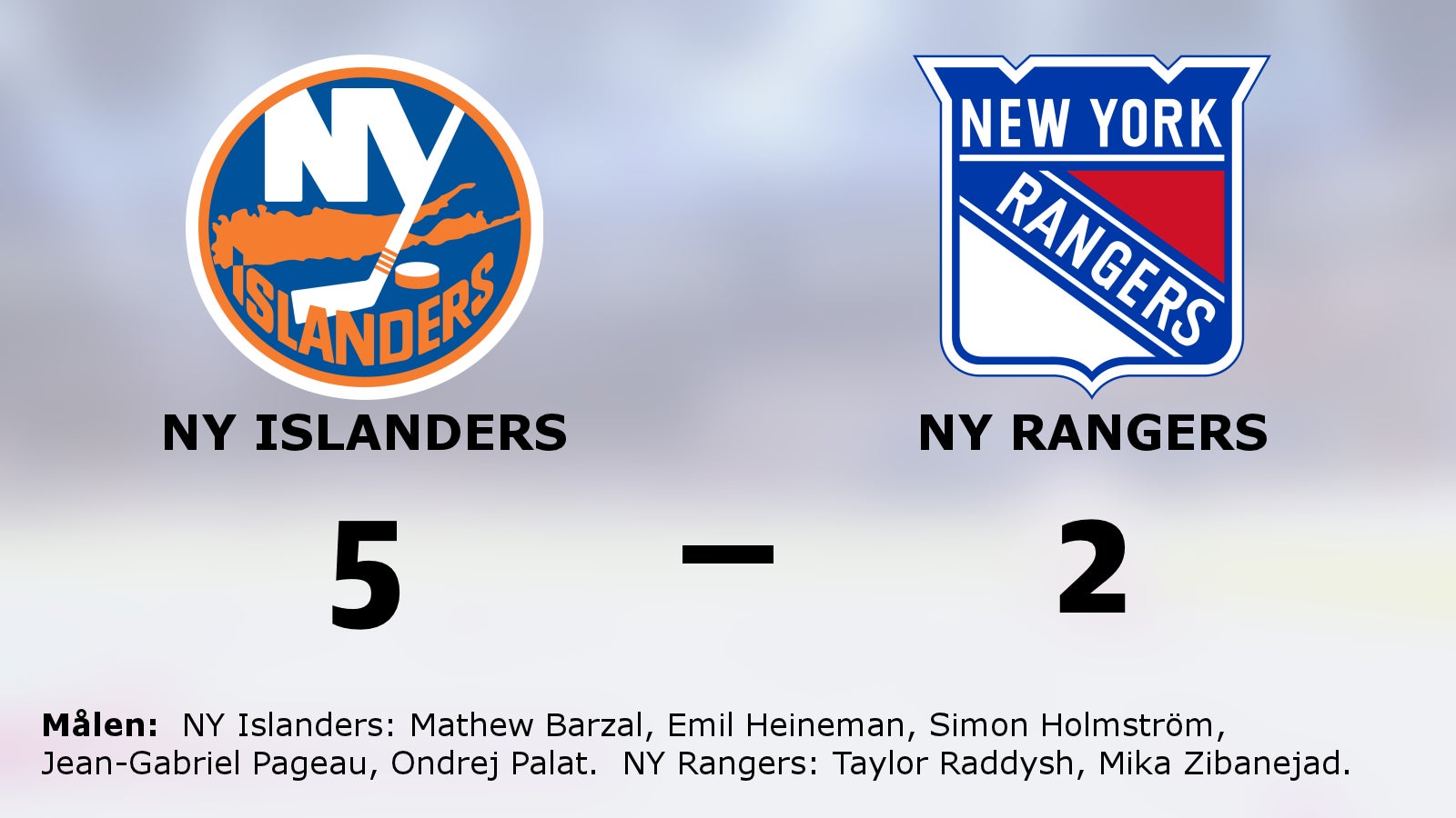 NY Islanders vann mot NY Rangers i NHL