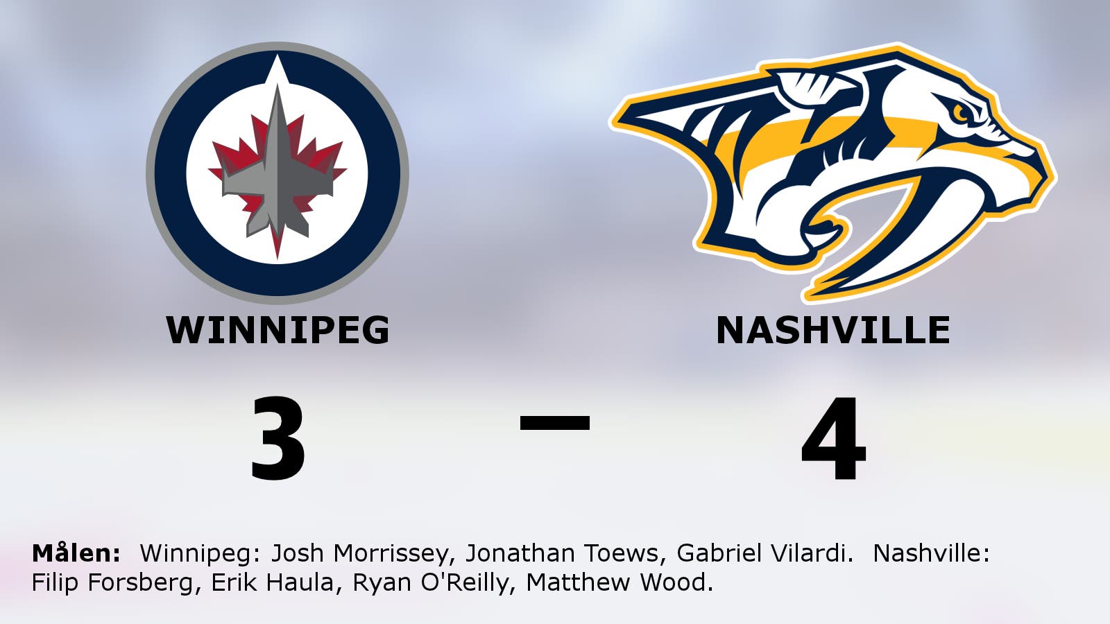 Straffar avgjorde för Nashville i bortasegern mot Winnipeg