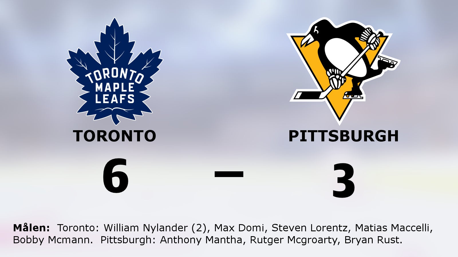 Torontos segerrad mot Pittsburgh intakt