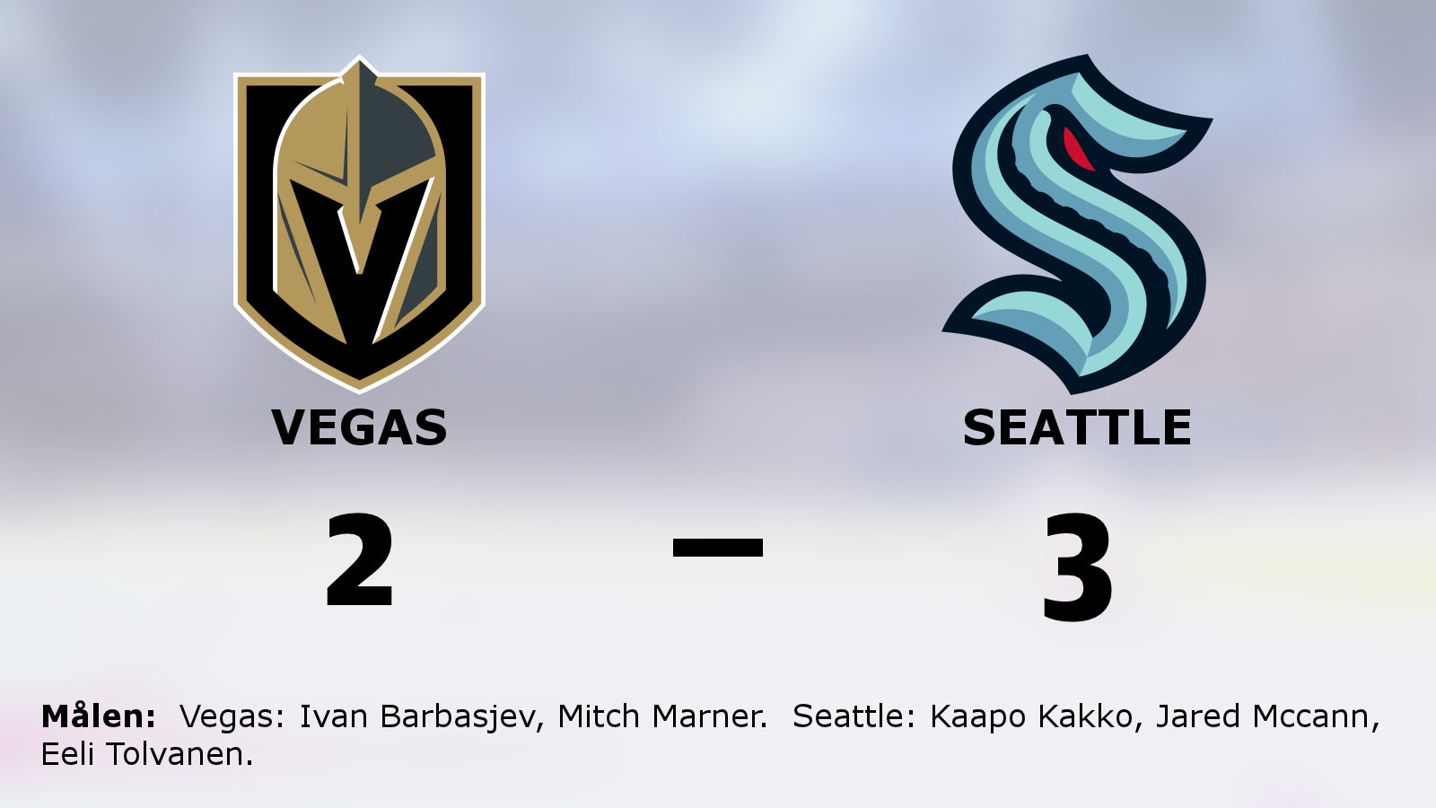 Seattle vann toppmötet mot Vegas med 3–2