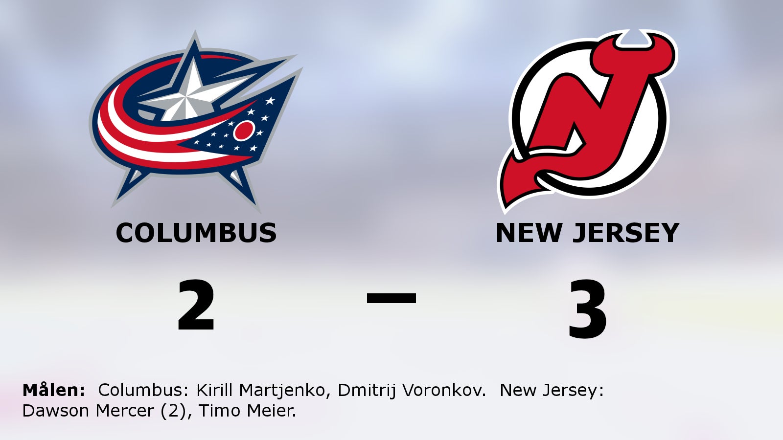 New Jersey vann mot Columbus efter sent avgörande