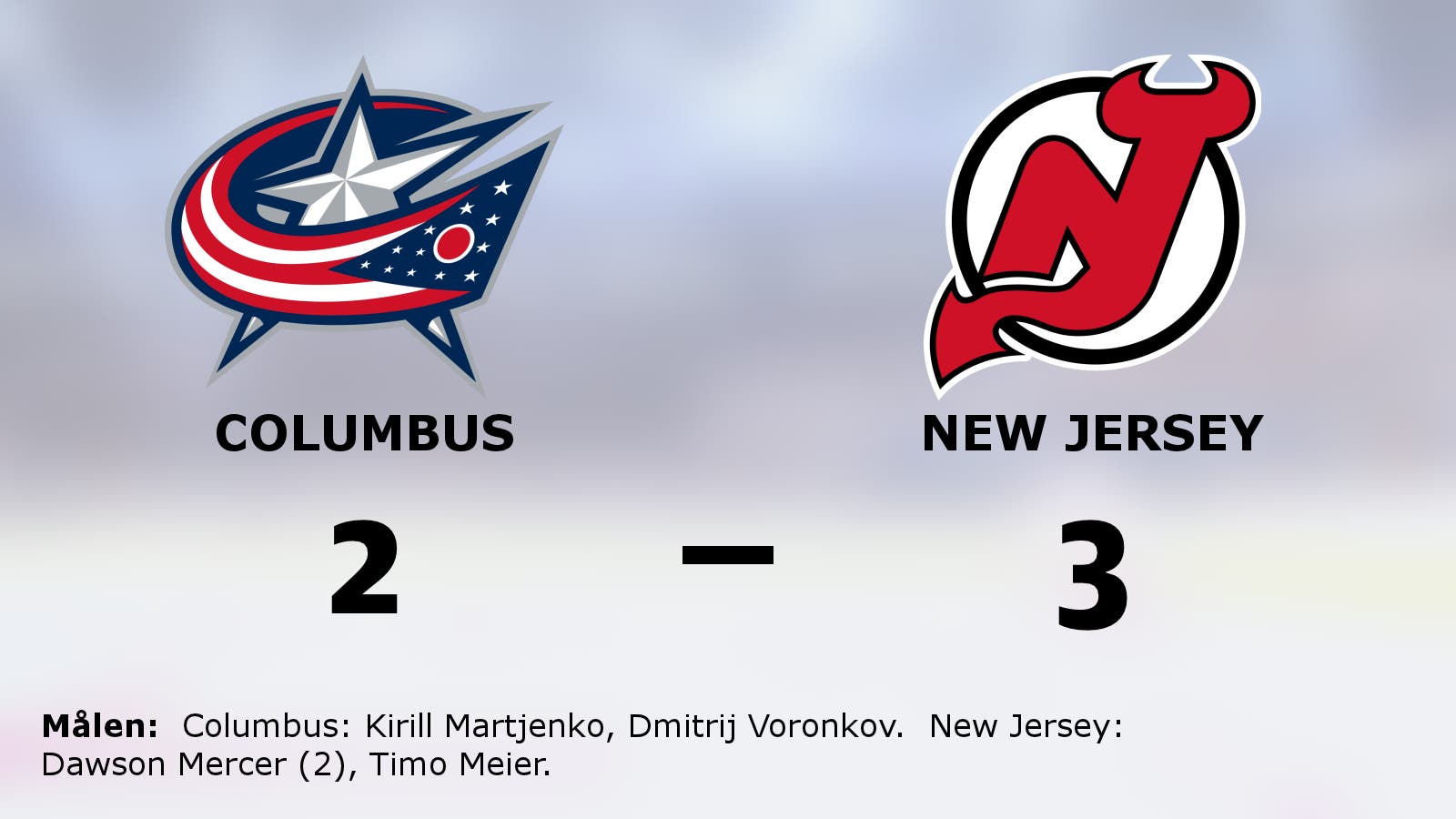 New Jersey vann mot Columbus efter sent avgörande