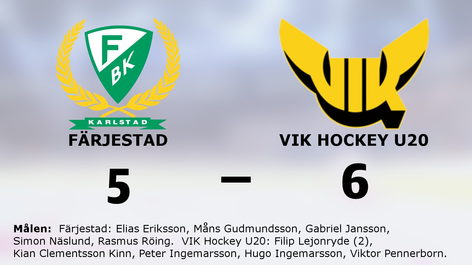 VIK Hockey U20 vinnare mot Färjestad – avgjorde i förlängningen