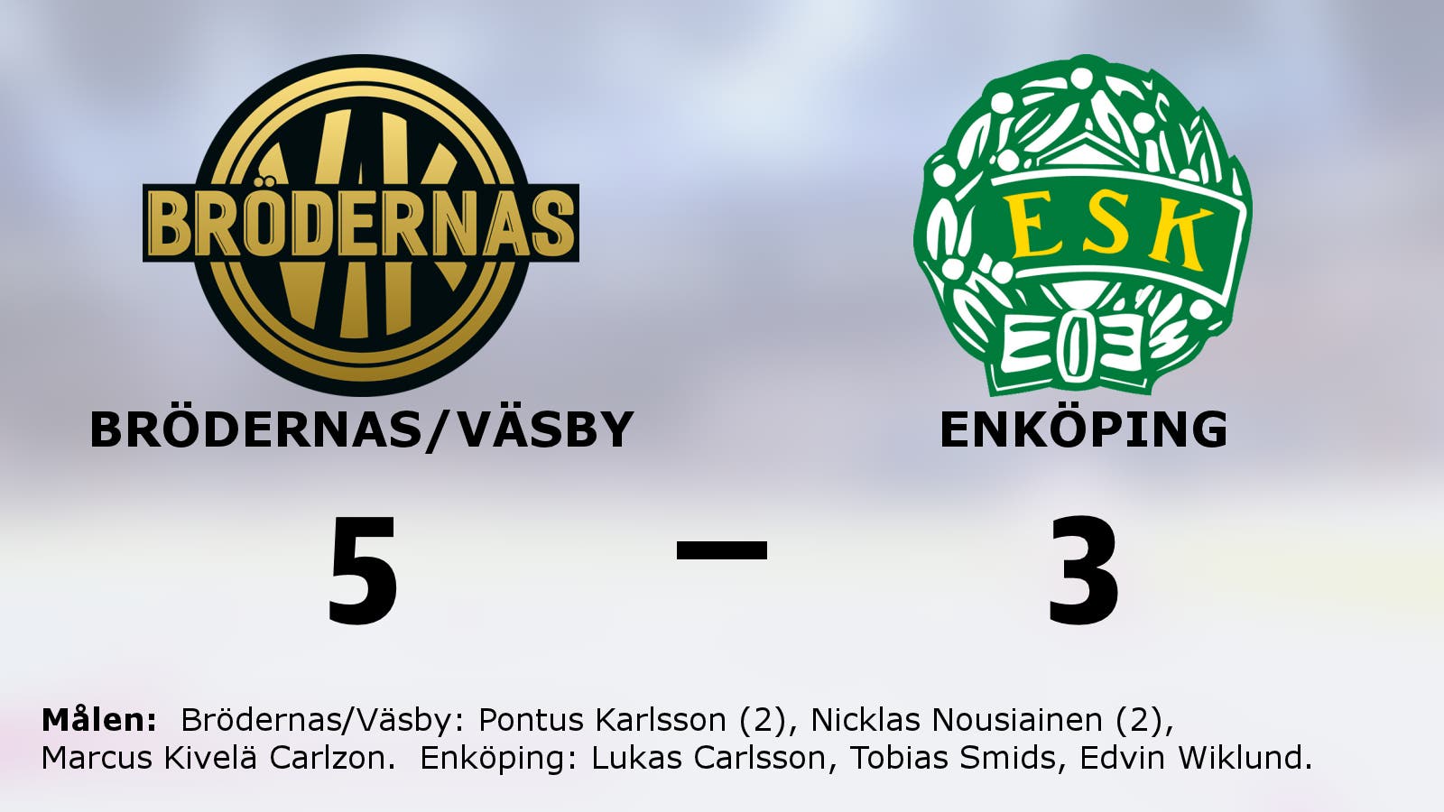 Två snabba mål gav Brödernas/Väsby tre poäng mot Enköping