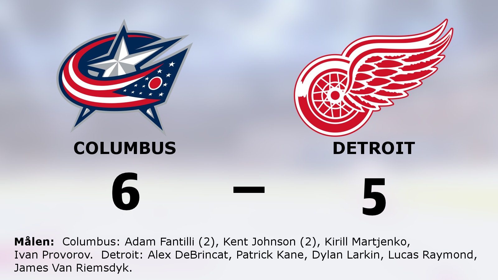 Straffseger för Columbus hemma mot Detroit