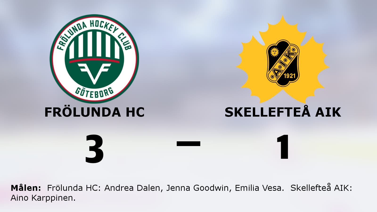 Frölunda HC tog ännu en seger – 3–1 mot Skellefteå AIK