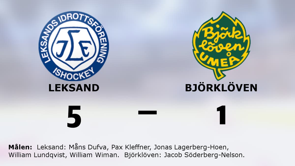Seger för Leksand med 5–1 mot Björklöven
