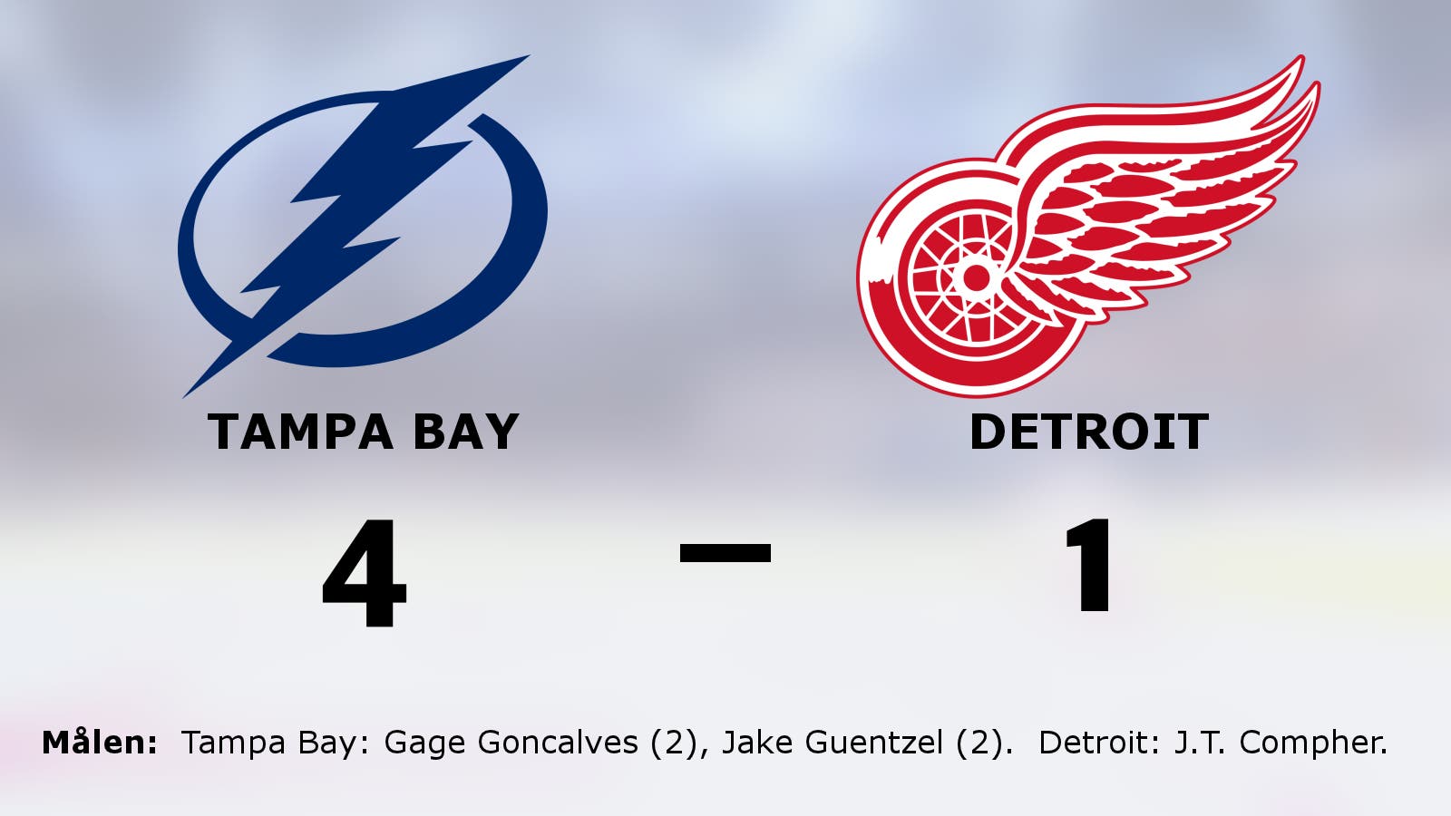 Tampa Bay segrade mot Detroit i NHL