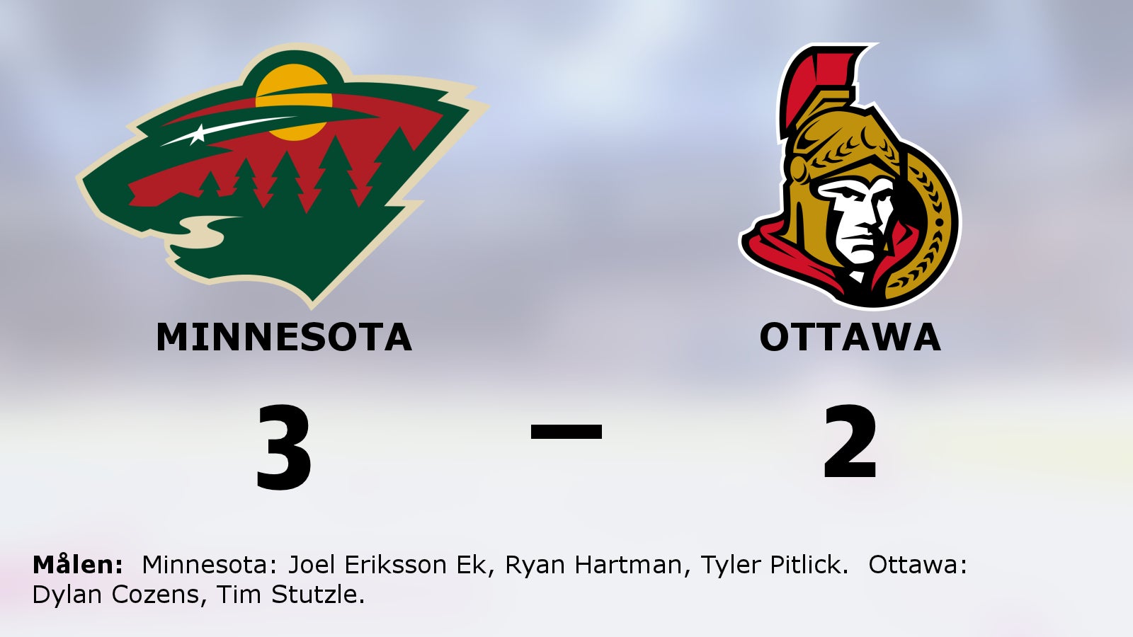 Minnesota vann med 3–2 hemma mot Ottawa