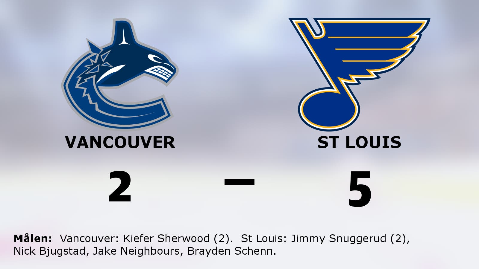 St Louis besegrade Vancouver efter Jimmy Snuggeruds dubbel