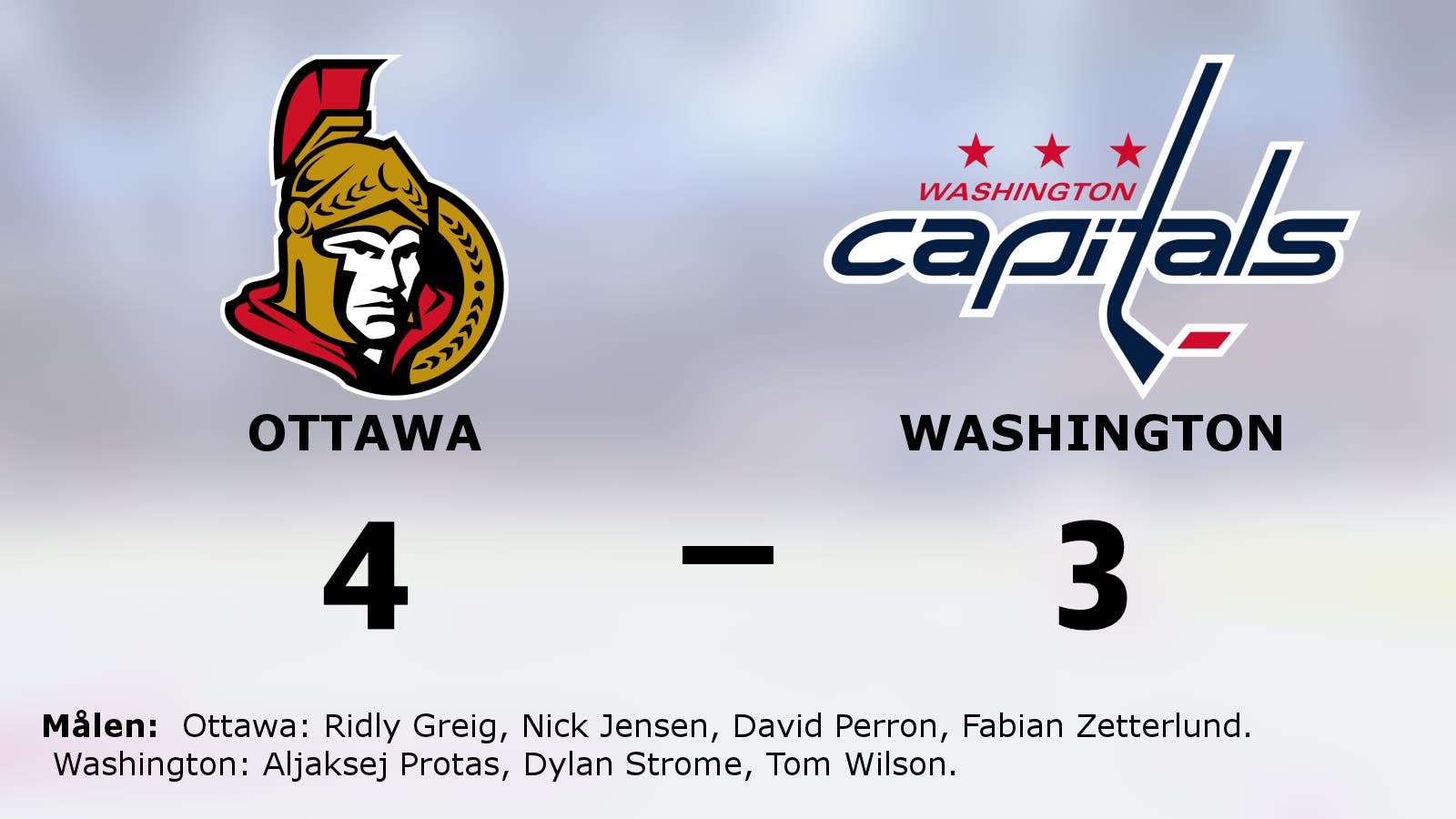 Ottawa vann efter avgörande i tredje perioden mot gästande Washington