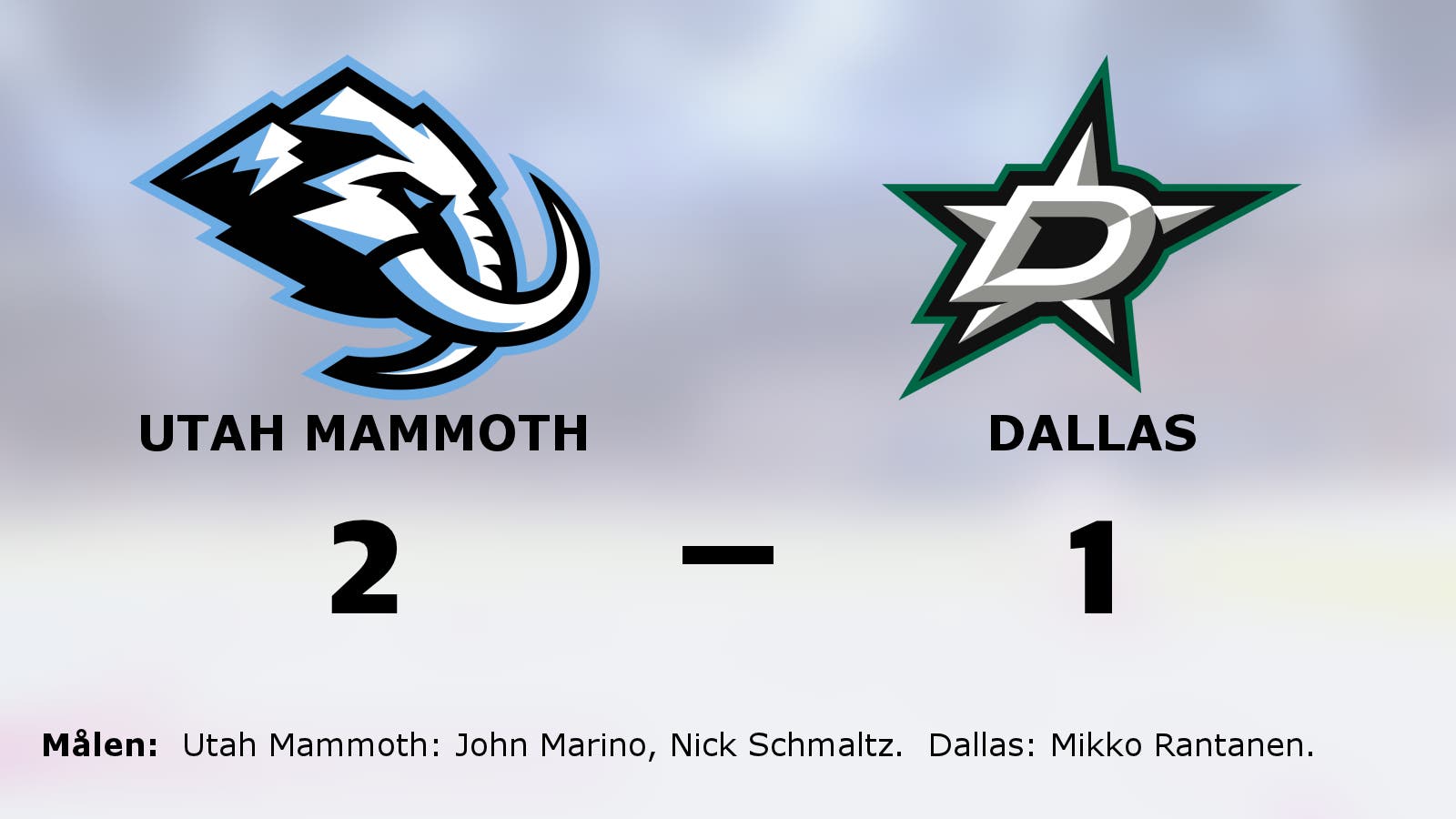 Marino och Schmaltz matchvinnare när Utah Mammoth besegrade Dallas