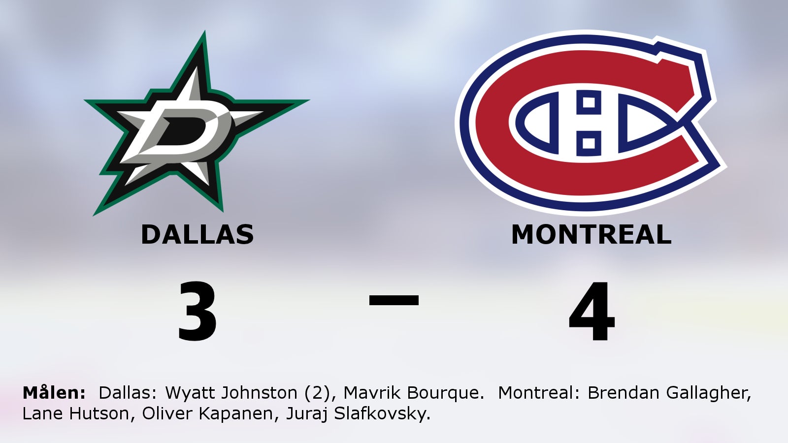 Montreal vann toppmötet mot Dallas med 4–3