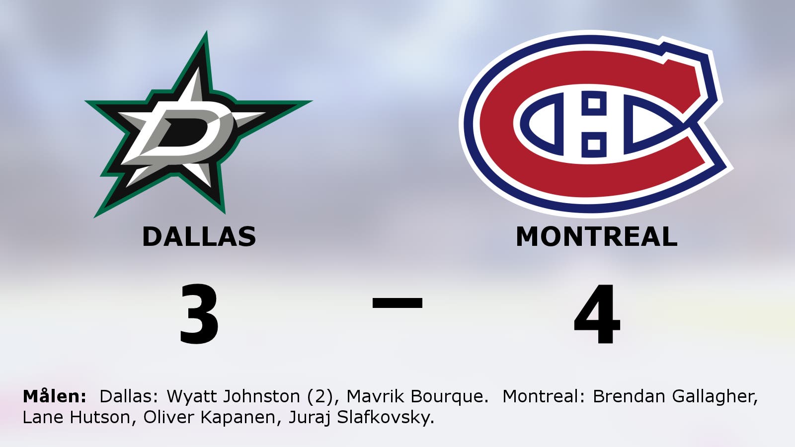 Montreal vann toppmötet mot Dallas med 4–3