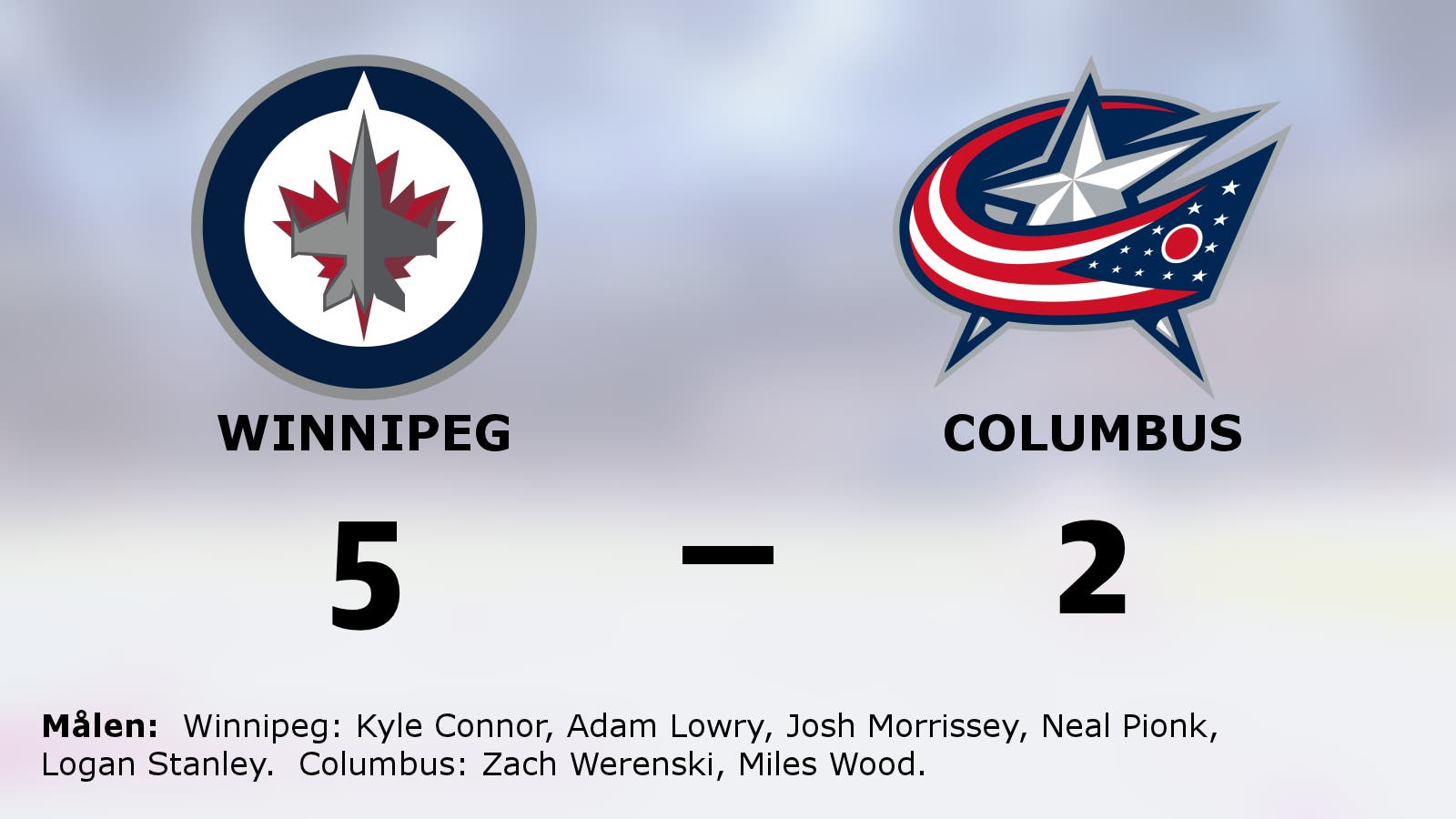 Winnipeg besegrade Columbus med 5–2