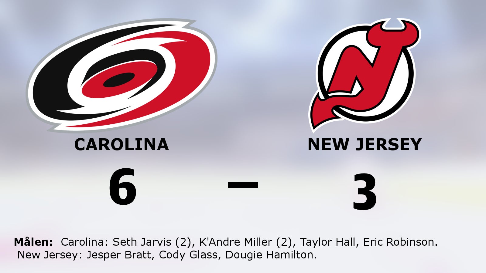 Två poäng till Carolina efter snabba mål mot New Jersey