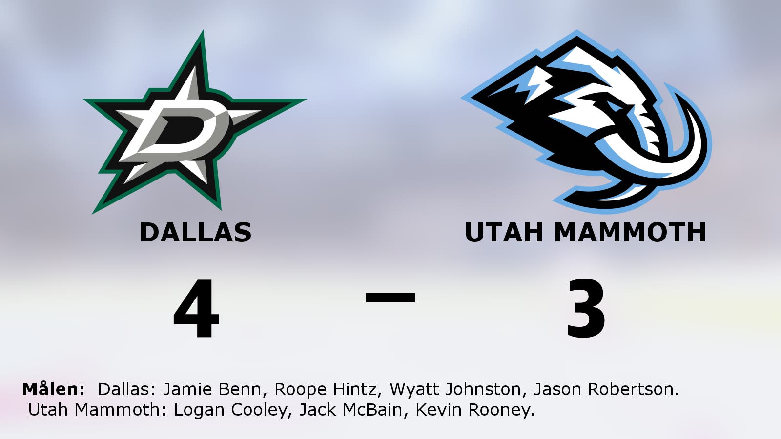 Knapp seger för Dallas på hemmaplan mot Utah Mammoth