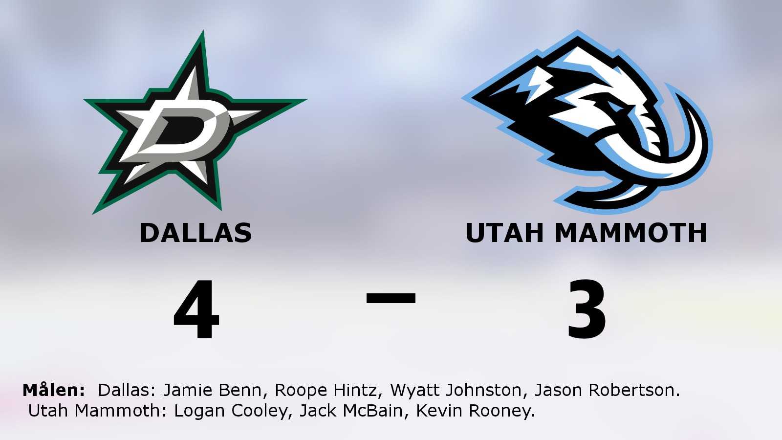 Knapp seger för Dallas på hemmaplan mot Utah Mammoth