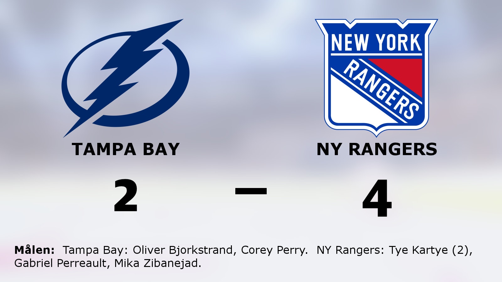 Kartye bakom NY Rangers vinst mot Tampa Bay