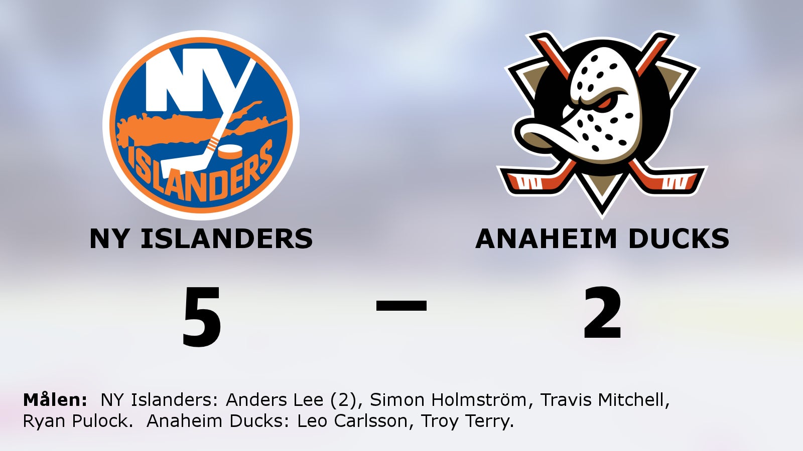 Seger för NY Islanders i toppmötet med Anaheim Ducks