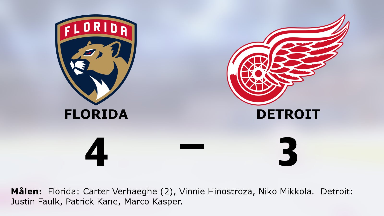 Uddamålsseger för Florida som besegrade Detroit