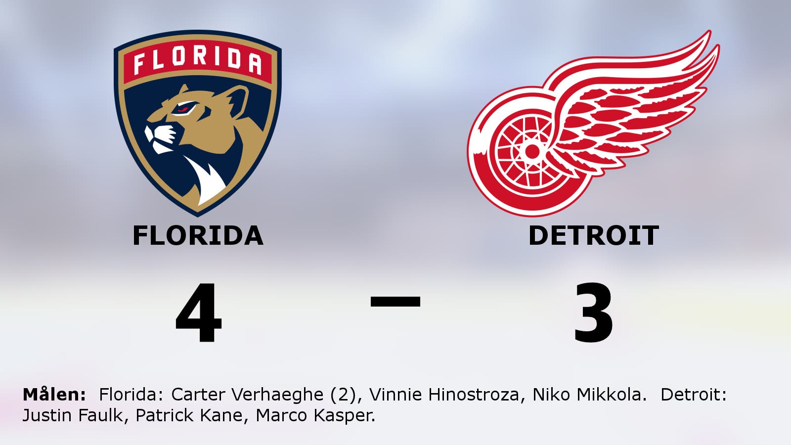 Uddamålsseger för Florida som besegrade Detroit