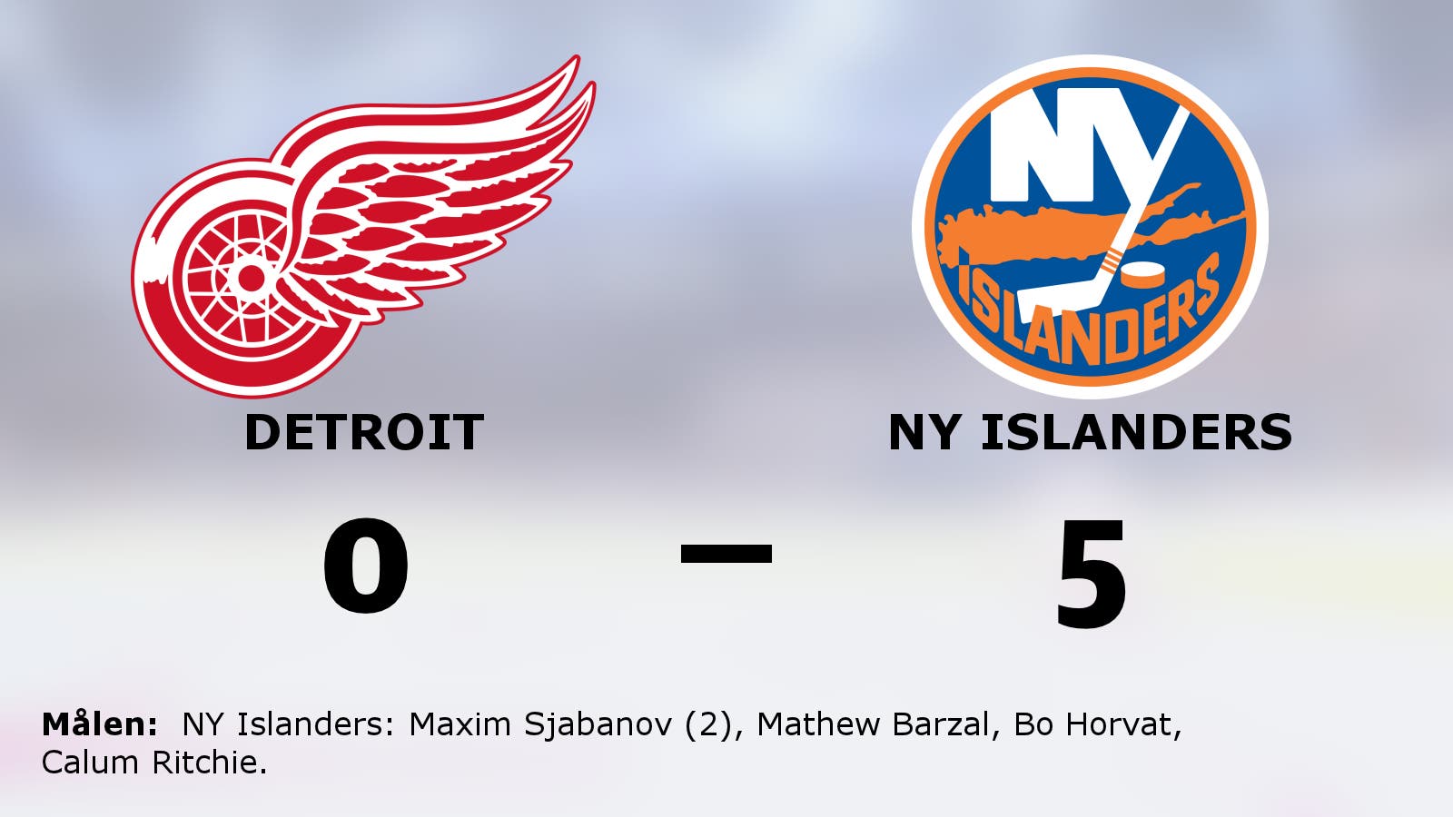 NY Islanders höll nollan och tog stark seger mot Detroit