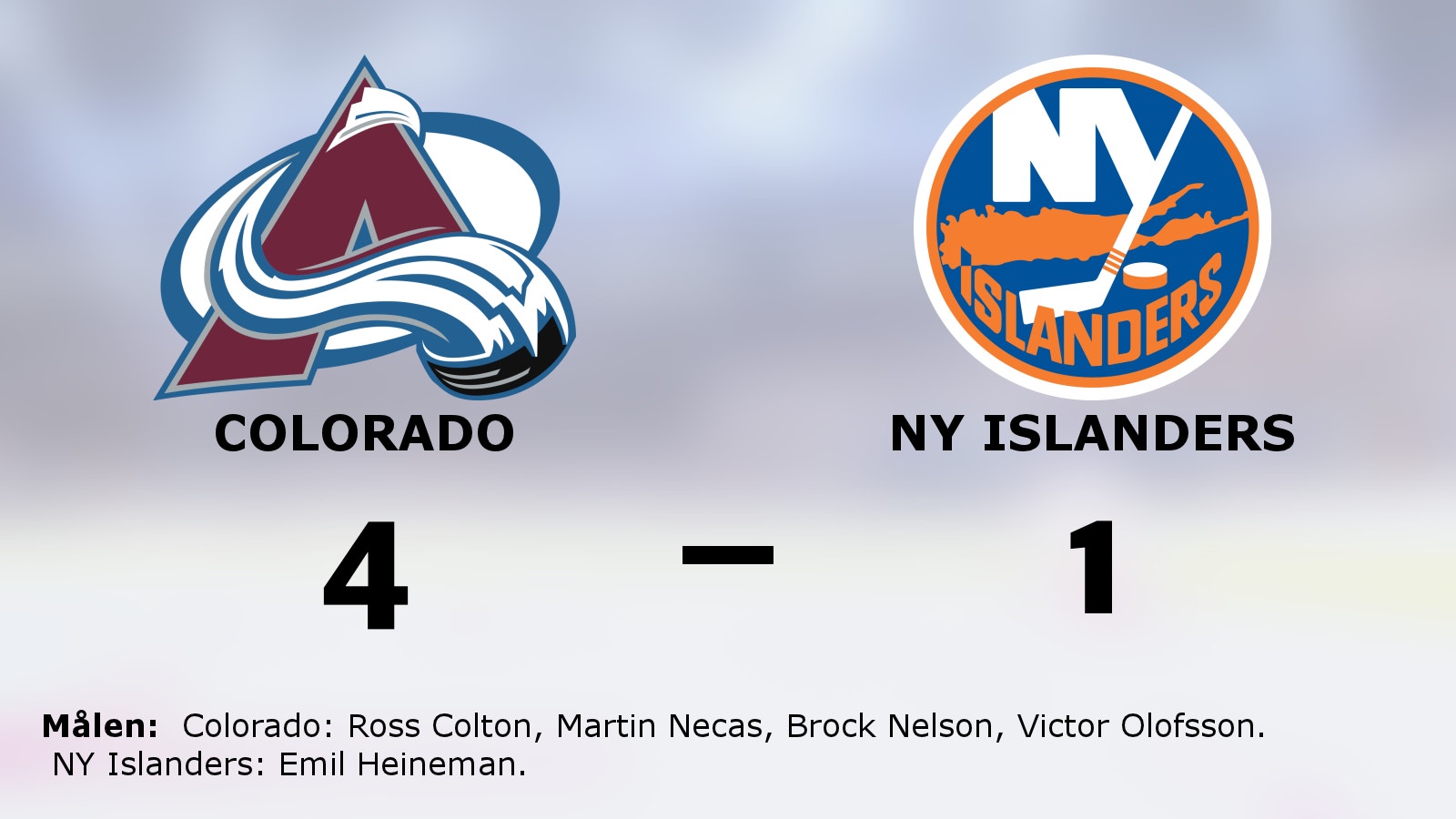 Colorado tog ännu en seger – 4–1 mot NY Islanders