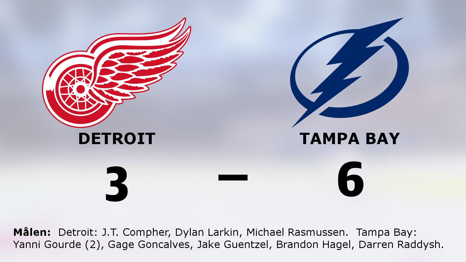 Bortasegern mot Detroit förlänger sviten för Tampa Bay