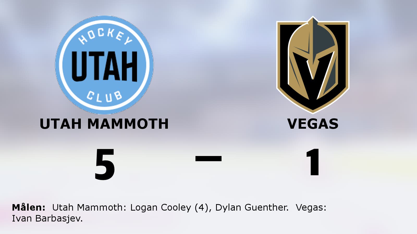 Fyra mål av Logan Cooley när Utah Mammoth slog Vegas