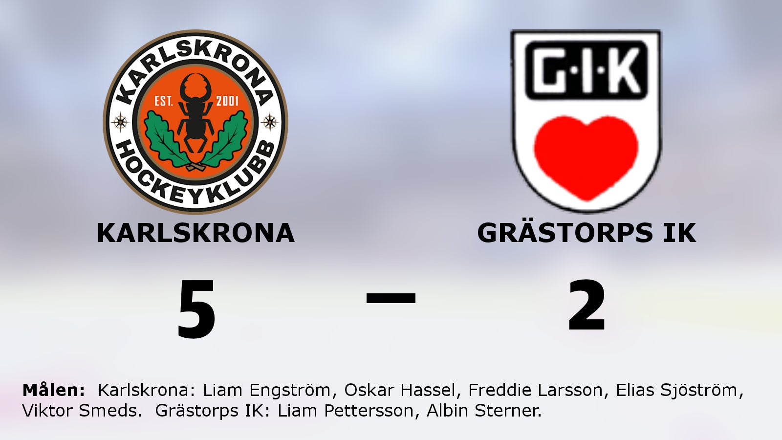 Seger för Karlskrona med 5–2 mot Grästorps IK