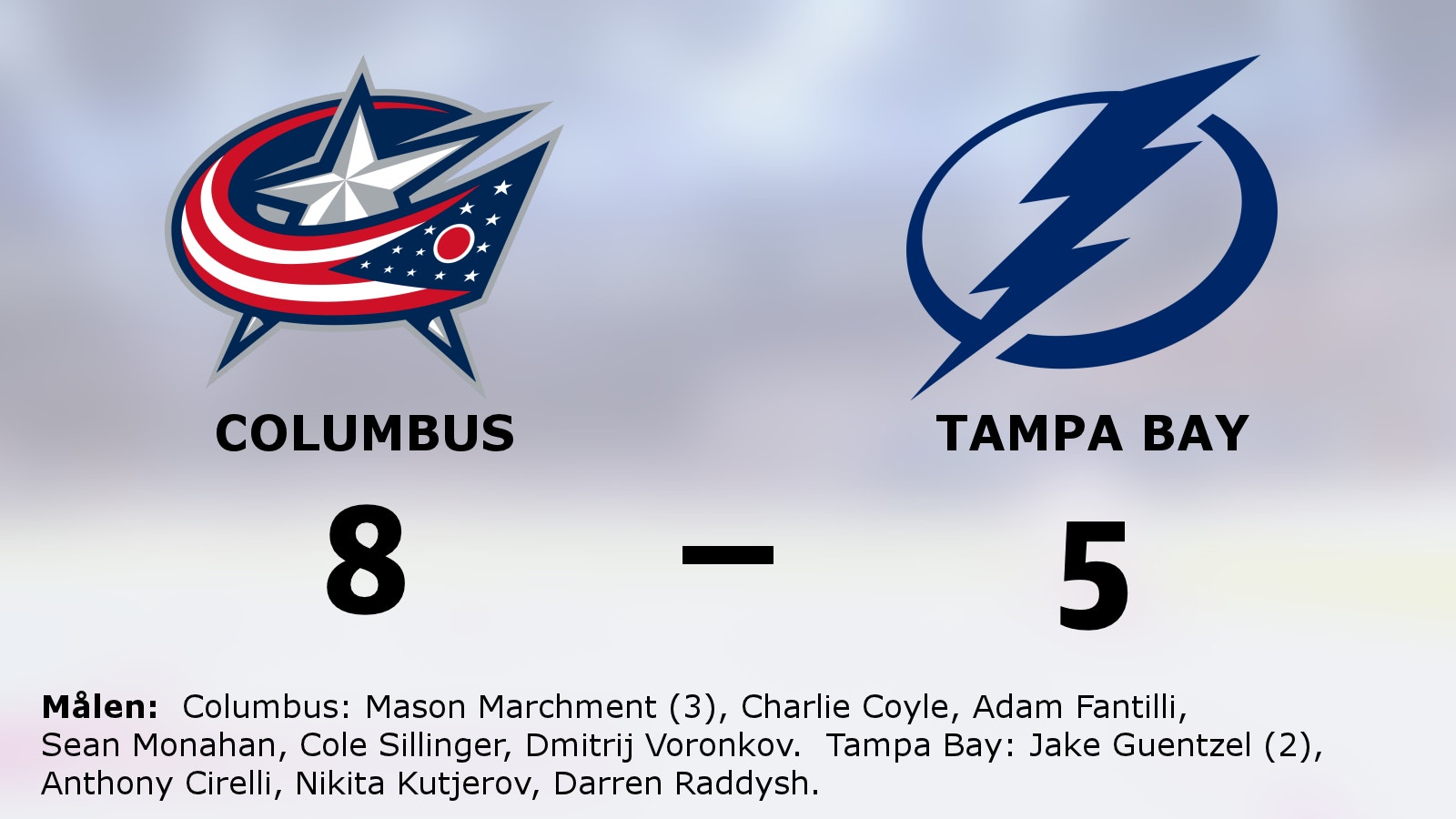 Seger för Columbus mot Tampa Bay i NHL