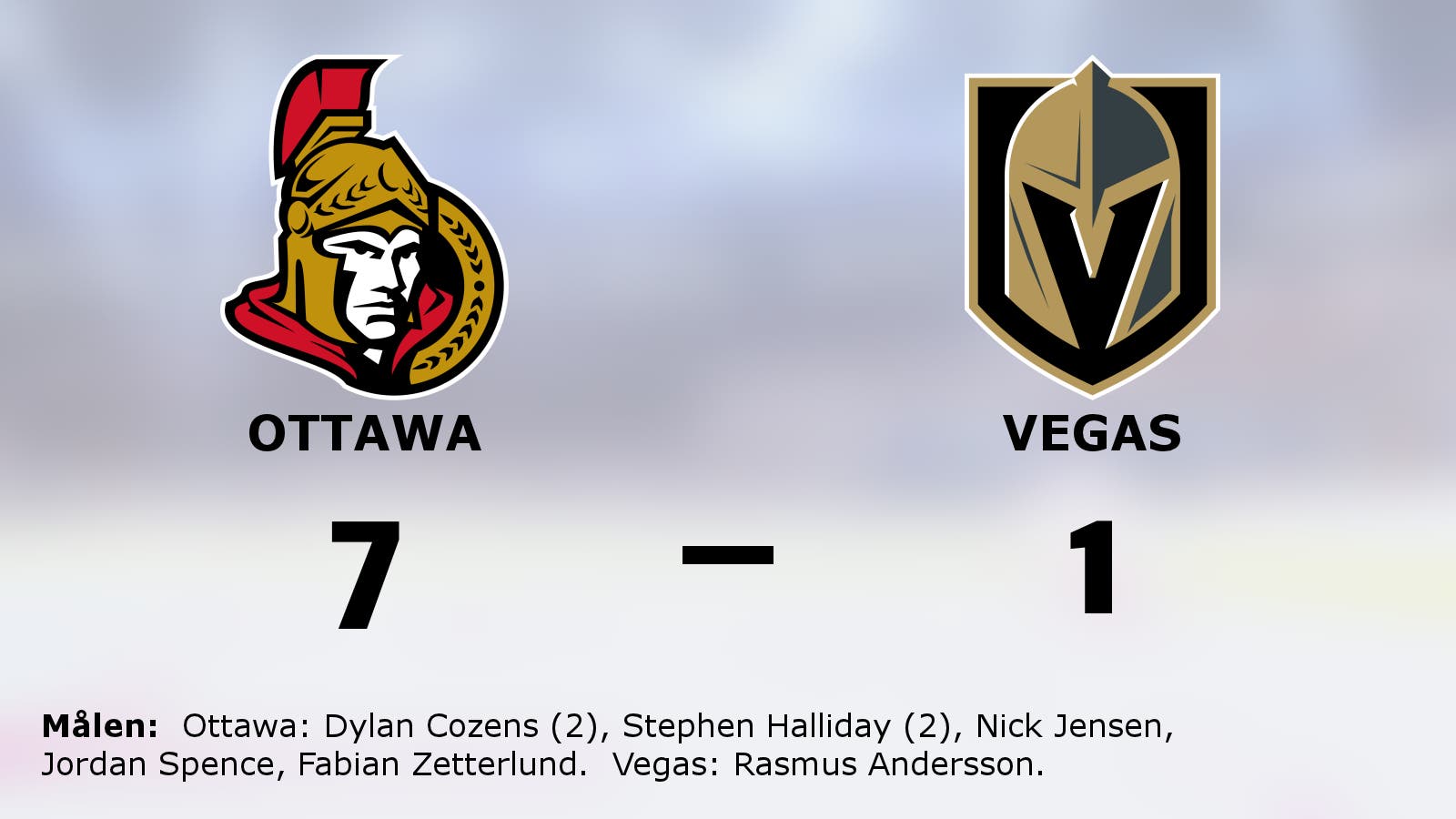 Skrällseger när Ottawa besegrade Vegas