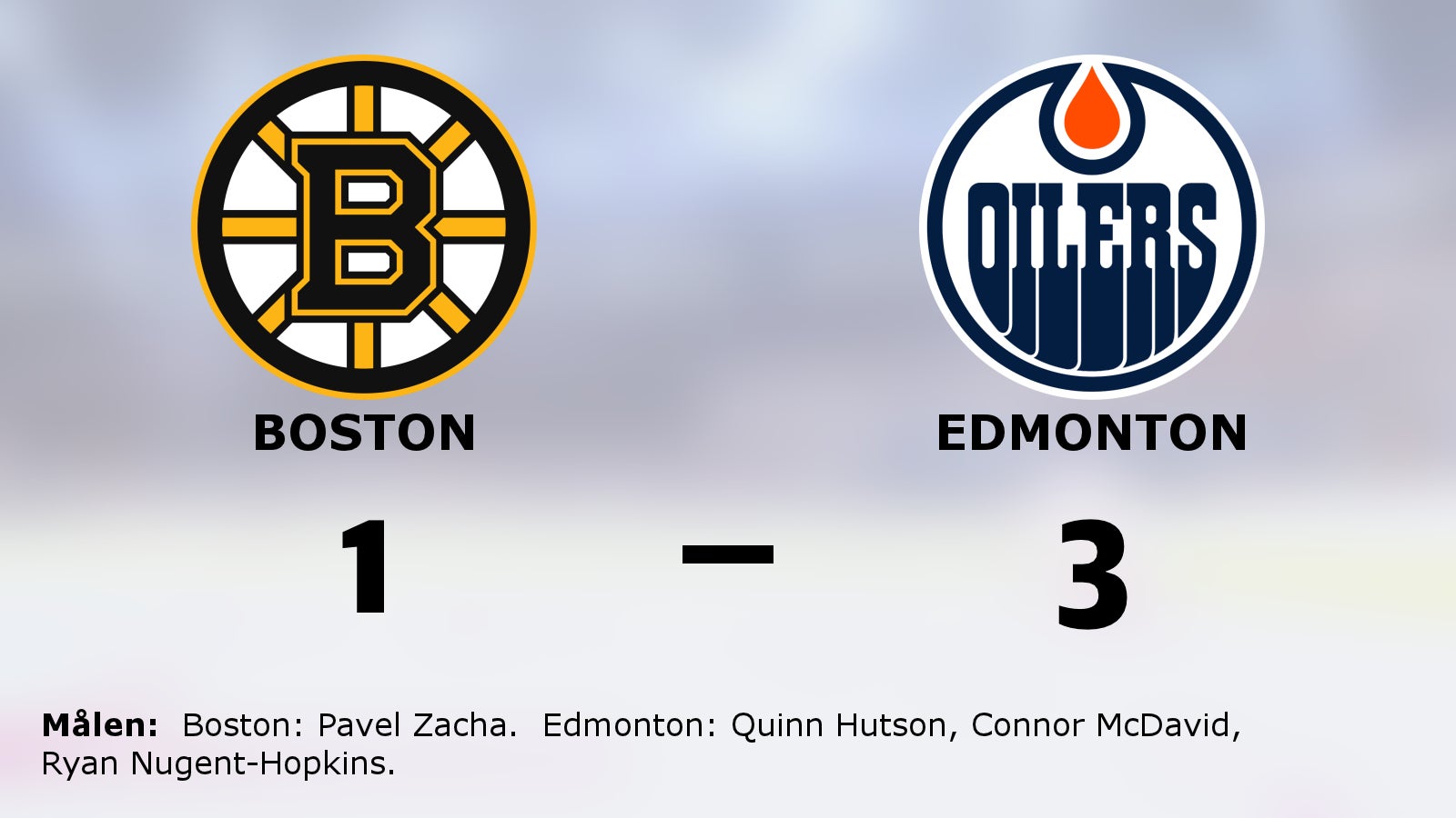 Edmonton vann toppmötet mot Boston med 3–1
