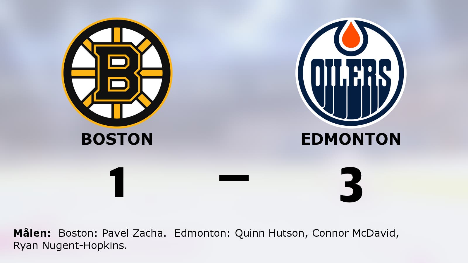 Edmonton vann toppmötet mot Boston med 3–1
