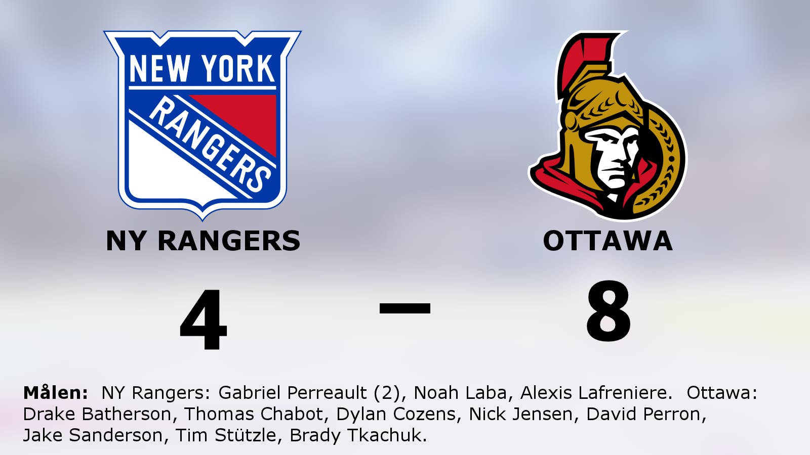 Ottawa tog hem segern mot NY Rangers på bortaplan