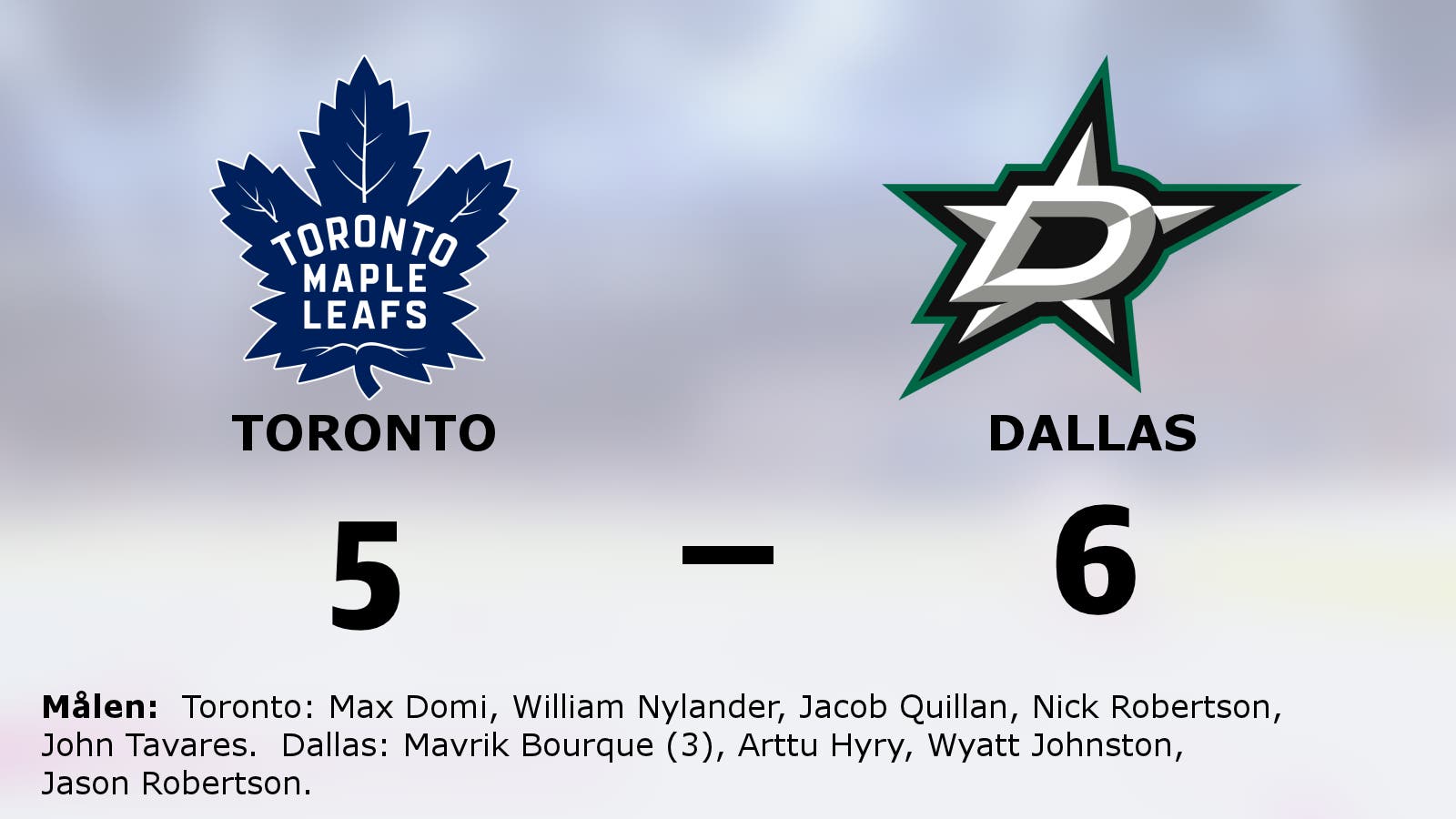 Fyra raka segrar för Dallas – efter 6–5 mot Toronto