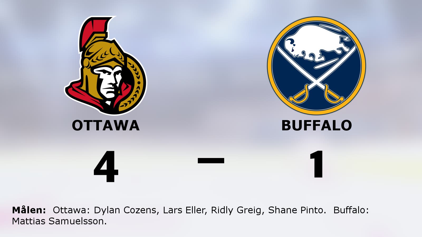 Greig och Pinto bakom Ottawas avgörande mot Buffalo