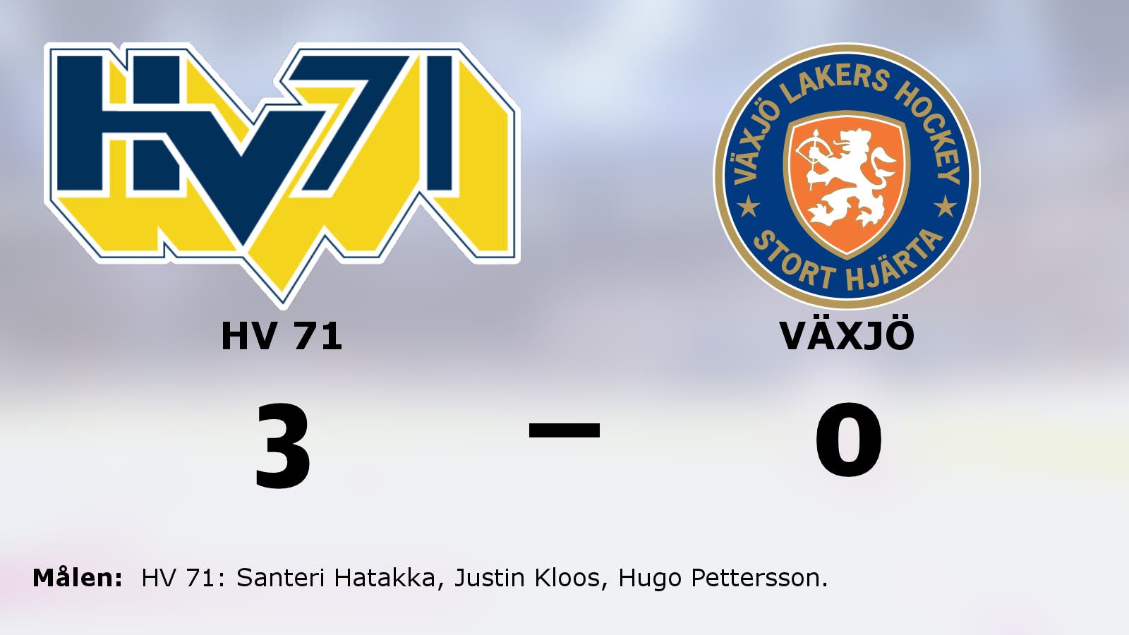 HV 71 nollade Växjö – seger med 3–0
