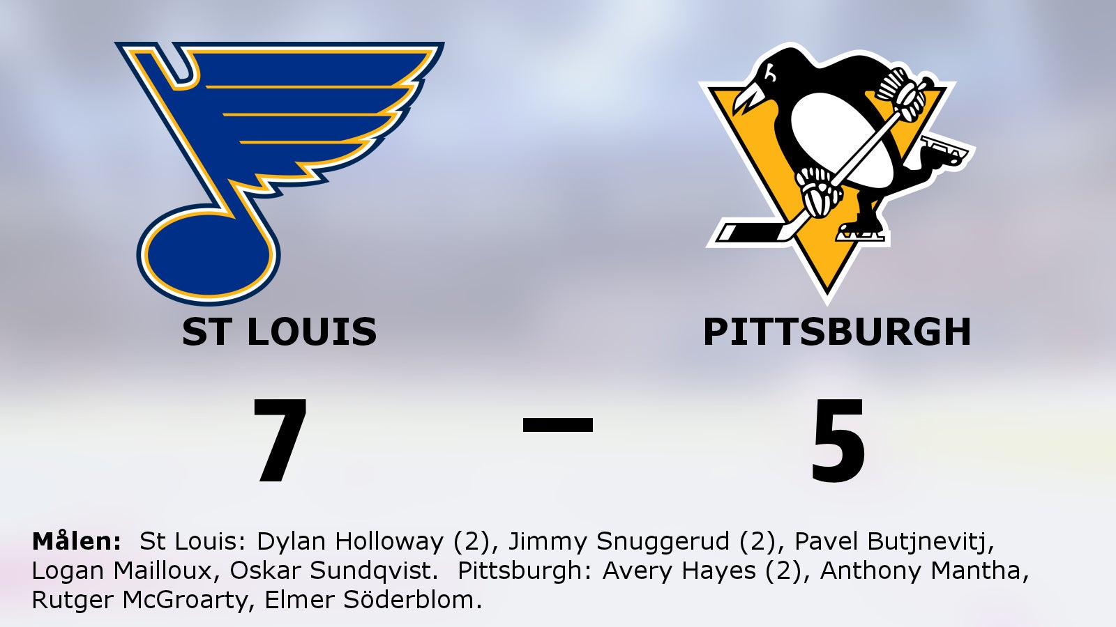 St Louis vann efter avgörande i tredje perioden mot gästande Pittsburgh