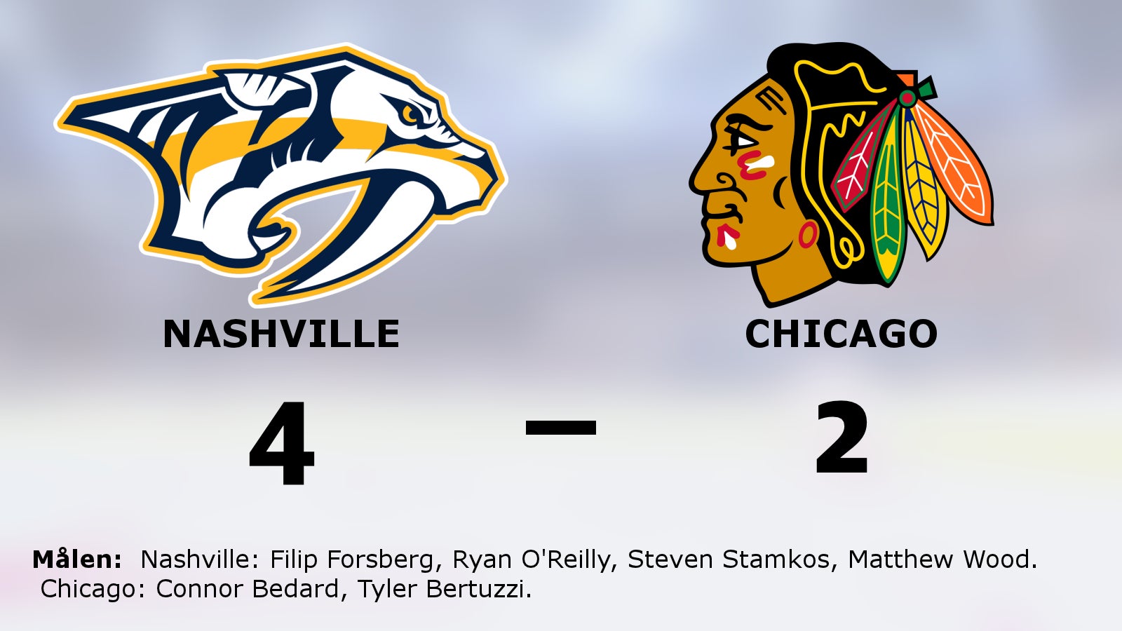 Nashville avgjorde i tredje perioden – vann mot Chicago