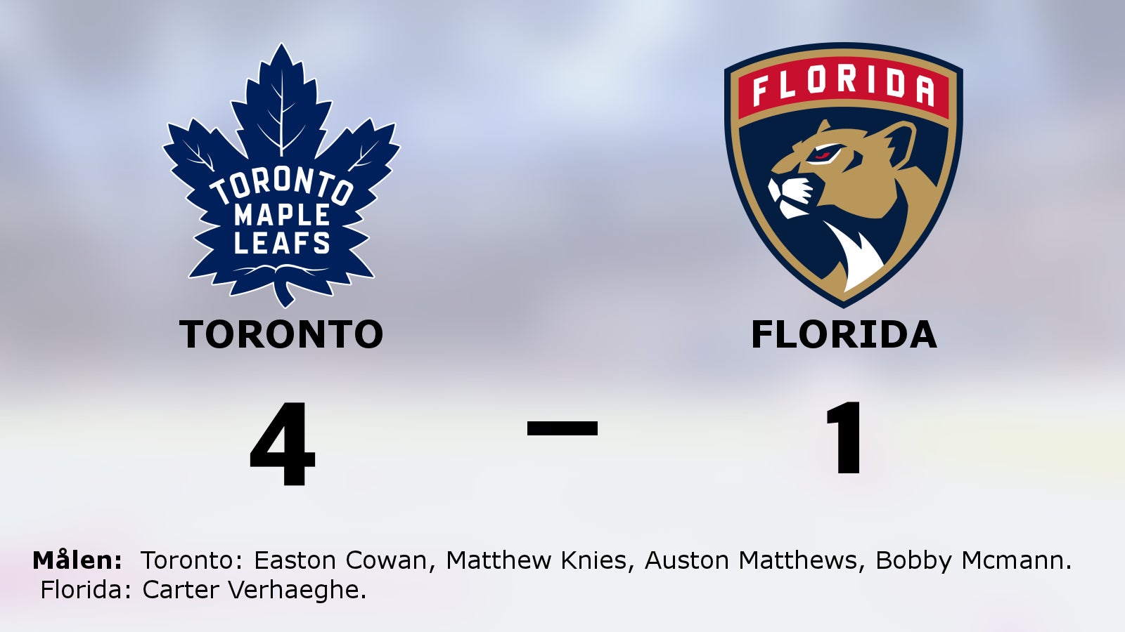 Seger för Toronto mot Florida i NHL