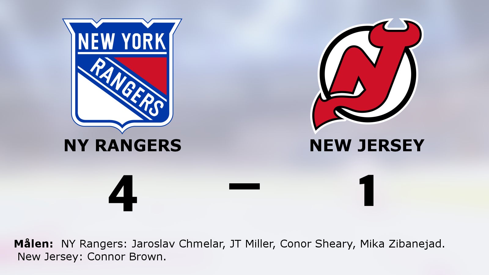 Efter tunga perioden: Ny seger för NY Rangers