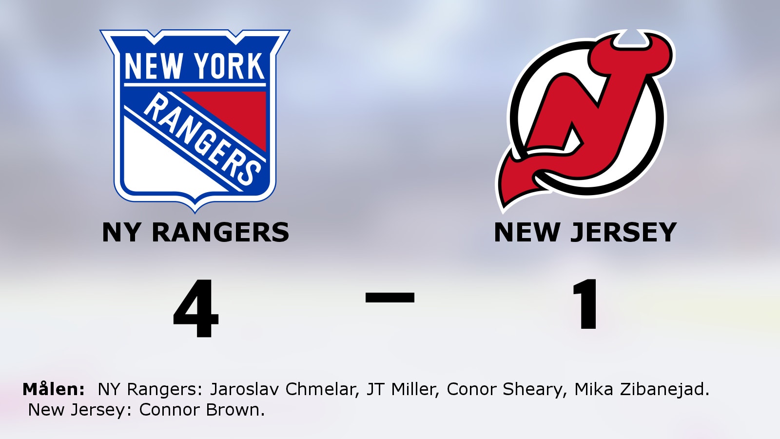 Efter tunga perioden: Ny seger för NY Rangers