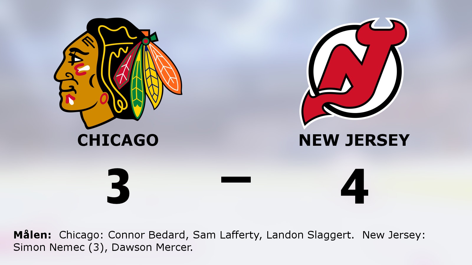 Simon Nemec tremålskytt i New Jerseys seger mot Chicago