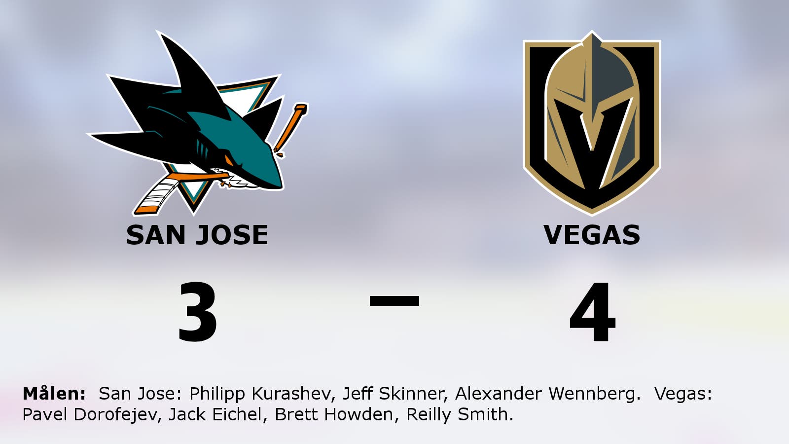 Vegas vinnare mot San Jose – kvitterade och avgjorde sent