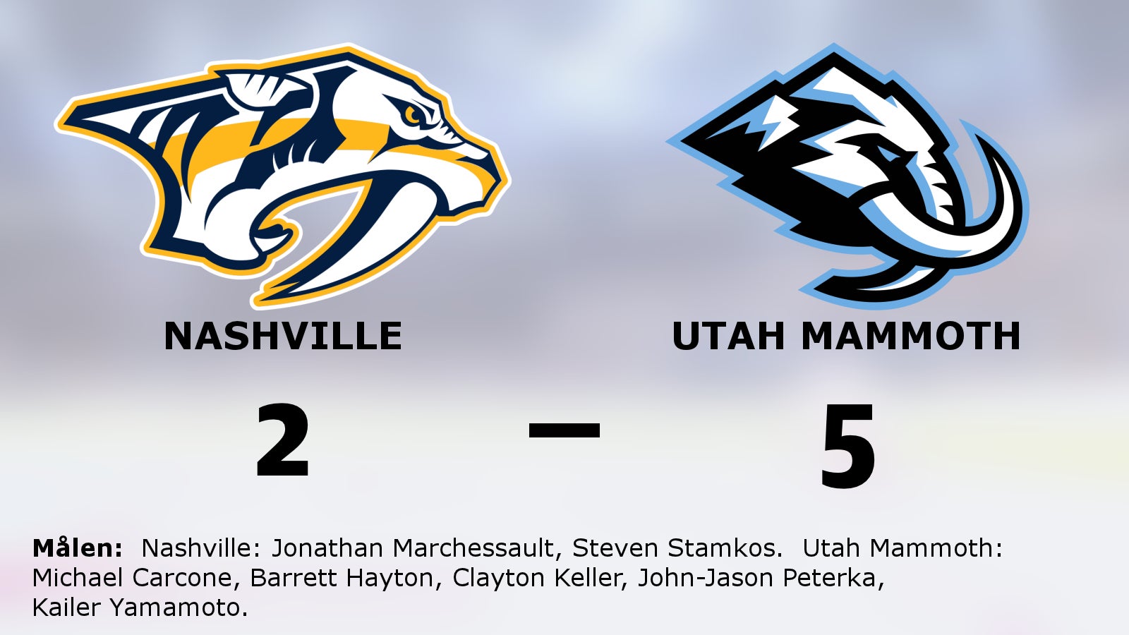 Utah Mammoth tog ännu en seger – 5–2 mot Nashville
