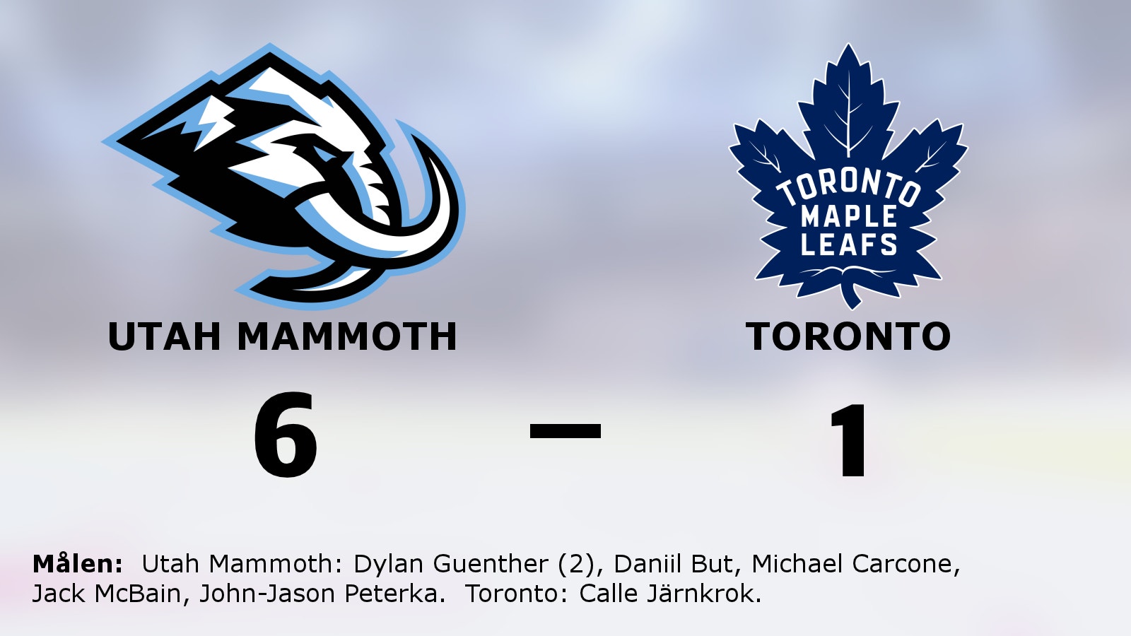 Klar seger för Utah Mammoth mot Toronto